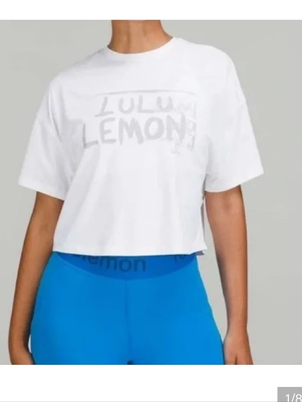 lululemon athletica Ed Curtis White Cropped Logo Tee Soze 8-10